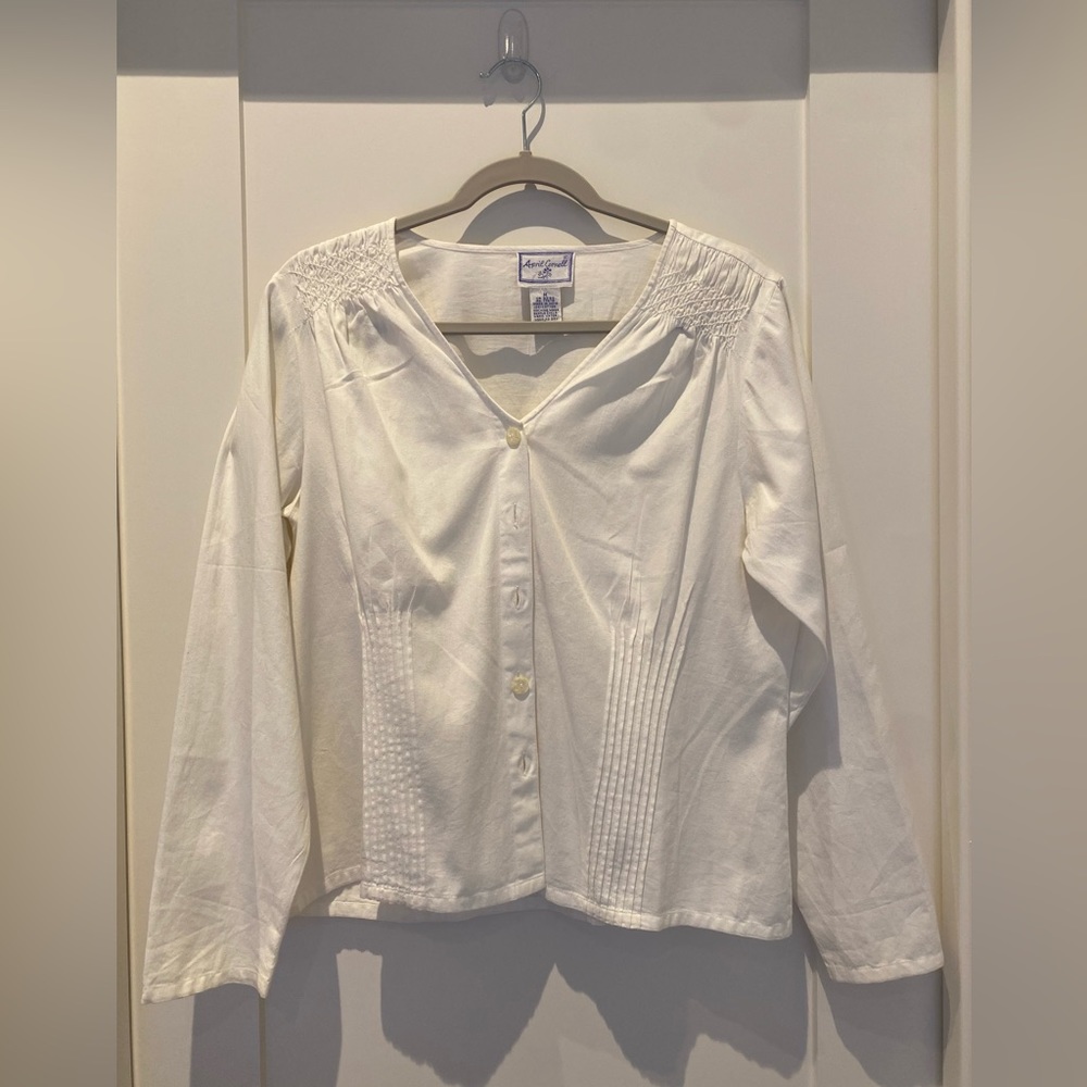 April Cornell White Button-Up Blouse - image 1